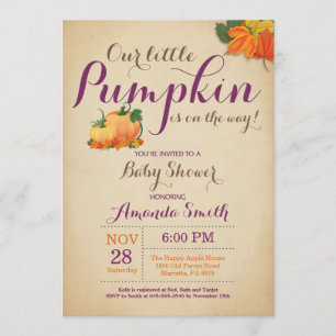 Herfst Pumpkin Baby shower Uitnodiging Oranje Paar