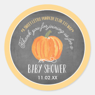 Herfst Pumpkin Baby shower voor etiketteringstic Ronde Sticker