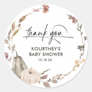 Herfst Pumpkin Bedankt Baby Shower Ronde Sticker
