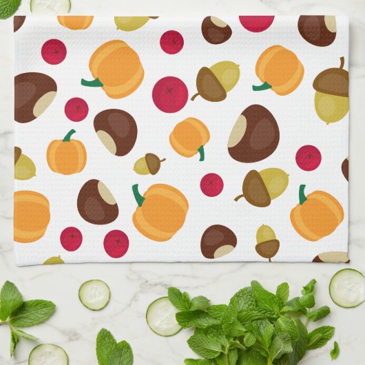 Herfst Pumpkin Berries Pattern Theedoek (Gevouwen)