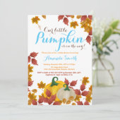 Herfst Pumpkin Blue Boy Baby shower uitnodiging (Staand voorkant)