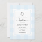 Herfst Pumpkin Blue Gingham Baptism Uitnodiging (Voorkant)