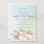 Herfst Pumpkin Blush Pink Gold Green Baby shower Kaart (Voorkant)