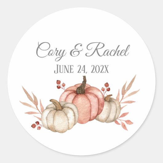 Herfst Pumpkin Bouquet Wedding Ronde Sticker (Voorkant)