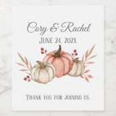  Herfst Pumpkin Bouquet Wedding Wijn Etiket (Enkel label)