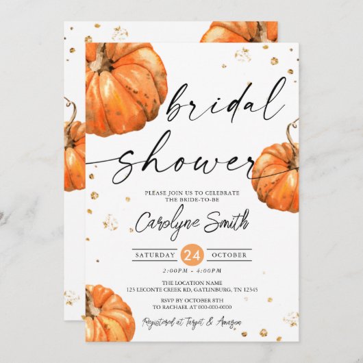 Herfst Pumpkin Bridal Shower Kaart (Voorkant / Achterkant)