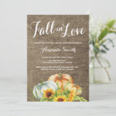 Herfst Pumpkin Bridal Shower-uitnodiging Burlap Kaart (Staand voorkant)