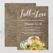 Herfst Pumpkin Bridal Shower-uitnodiging Burlap Kaart (Voorkant / Achterkant)