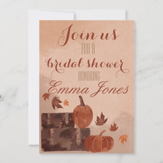 Herfst Pumpkin en Leaves Invitation Kaart (Voorkant)