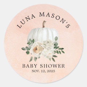 Herfst Pumpkin en Vloeibaar Baby shower Ronde Sticker