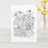 Herfst Pumpkin Fairy House Kleur uw eigen blanco Kaart (Gele Bloem)