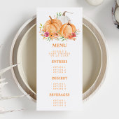 Herfst Pumpkin Floral Baby shower Menu