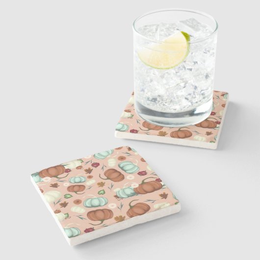 Herfst Pumpkin Floral Stenen Onderzetter (Zijkant)