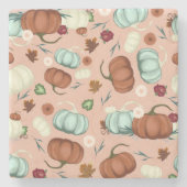 Herfst Pumpkin Floral Stenen Onderzetter (Voorkant)