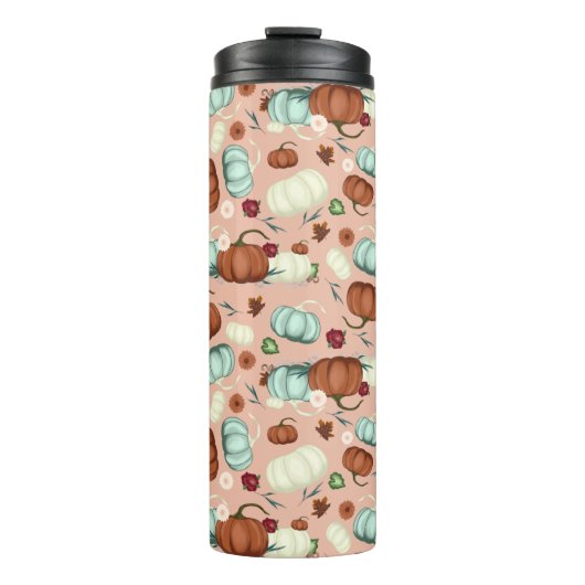 Herfst Pumpkin Floral Thermosbeker (Voorkant)
