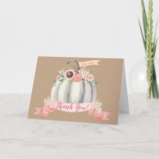 Herfst Pumpkin Folded Hartelijk dank Kaart (Voorkant)