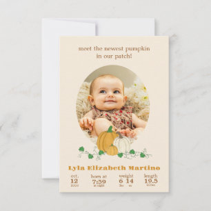 Herfst Pumpkin Geboorte Aankondiging