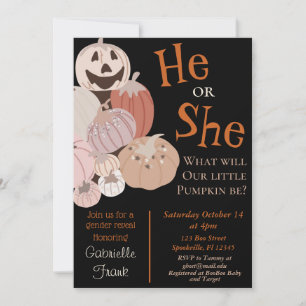 Herfst Pumpkin Gender Reopenbaarmakingsuitnodiging Kaart