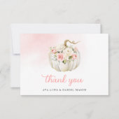 Herfst Pumpkin Girl Baby shower Hartelijk dank Bedankkaart (Voorkant)