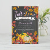 Herfst Pumpkin Girl Paarse Baby shower-uitnodiging Kaart (Staand voorkant)