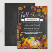 Herfst Pumpkin Girl Paarse Baby shower-uitnodiging Kaart (Voorkant / Achterkant)