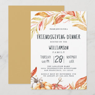 Herfst Pumpkin Golden Foliage Friendsgiving Kaart