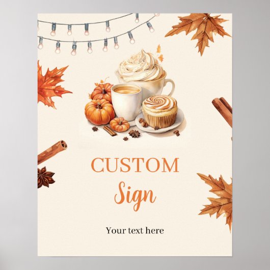 Herfst Pumpkin is het brouwen van koffie Custom Si Poster (Voorkant)