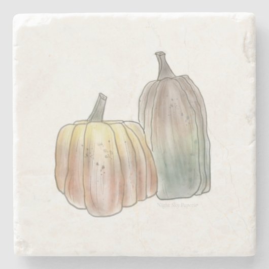 Herfst Pumpkin Marble Trivet Stenen Onderzetter (Voorkant)