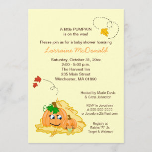 Herfst Pumpkin neutraal Baby shower Invitation Cre Kaart
