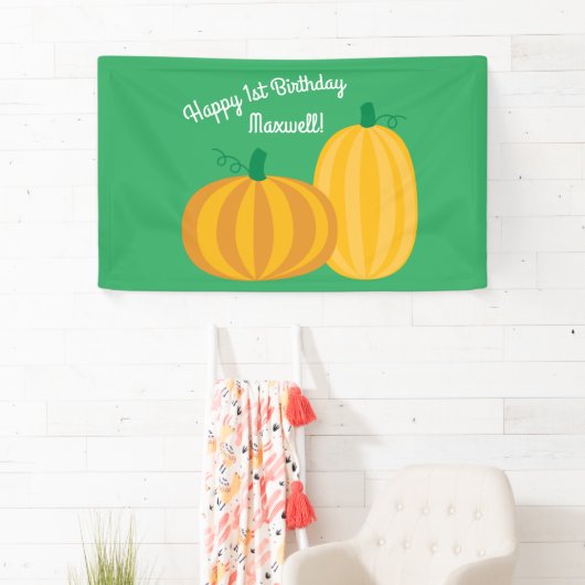 Herfst Pumpkin Patch 1e verjaardag Spandoek (Insitu)