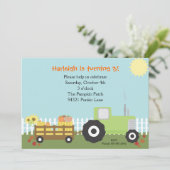 Herfst Pumpkin Patch Birthday Party Invitation Kaart (Staand voorkant)