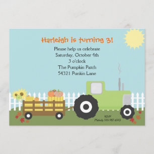 Herfst Pumpkin Patch Birthday Party Invitation Kaart