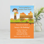 Herfst Pumpkin Patch Birthday Party Invitation Kaart (Staand voorkant)