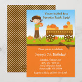 Herfst Pumpkin Patch Birthday Party Invitation Kaart (Voorkant / Achterkant)