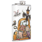 Herfst Pumpkin Patch Truck met vleermuizen Heupfles (Rechts)