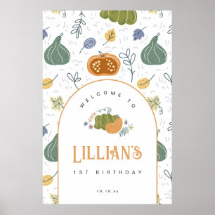 Herfst Pumpkin Patch Verjaardagsfeestje Welkom Poster