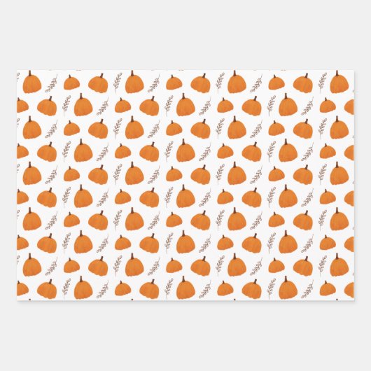 Herfst Pumpkin Pattern Inpakpapier Vel (Voorkant 2)