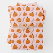 Herfst Pumpkin Pattern Roze Inpakpapier Vel (In situ)