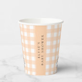 Herfst Pumpkin Peach Gingham Bunny Paper cup Papieren Bekers (Links)