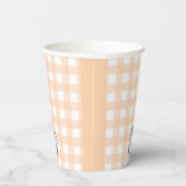 Herfst Pumpkin Peach Gingham Bunny Paper cup Papieren Bekers (Rechts)