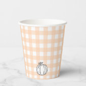 Herfst Pumpkin Peach Gingham Bunny Paper cup Papieren Bekers (Voorkant)
