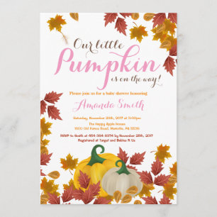Herfst Pumpkin Pink Girl Baby shower-uitnodiging Kaart