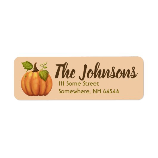 Herfst Pumpkin Return Address Labels herfst (Voorkant)