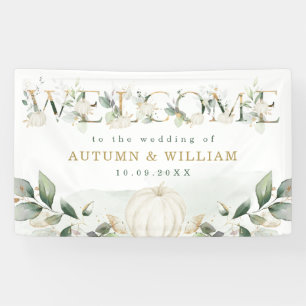 Herfst Pumpkin Sage Greenery Gold Weddenschap Welk Spandoek