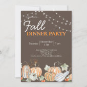 Herfst Pumpkin String Light Dinner Party Kaart (Voorkant)