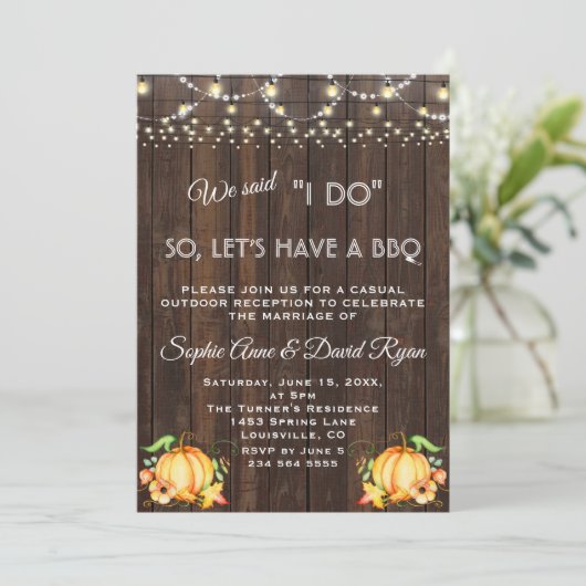 Herfst Pumpkin String Lights Wood I DO BBQ Kaart (Staand voorkant)