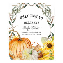 Herfst Pumpkin Sunflower Waterverf Welkom Baby