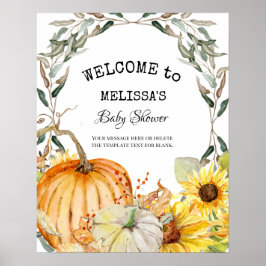 Herfst Pumpkin Sunflower Waterverf Welkom Baby Poster