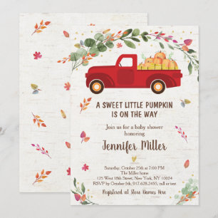 Herfst Pumpkin Truck Baby shower Uitnodiging