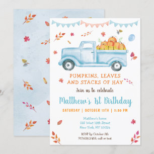 Herfst Pumpkin Truck Birthday Kaart